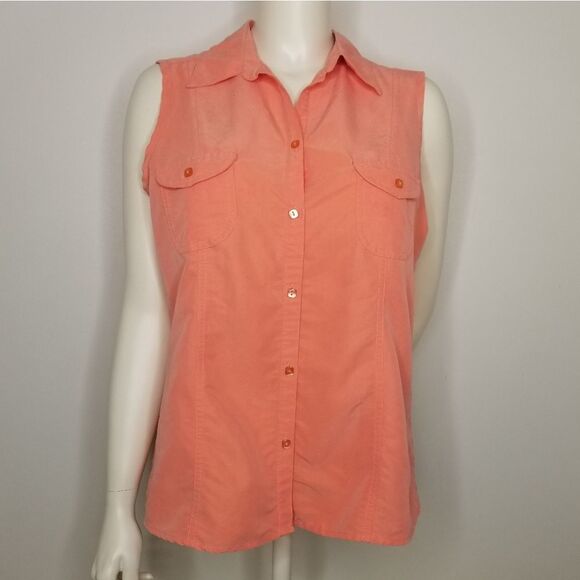 Studio 1940 Sleeveless Button Up Blouse Size XL Coral - Picture 9 of 9
